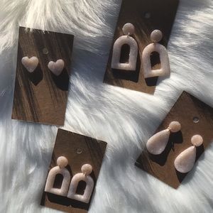 Opal like handmade clay earrings